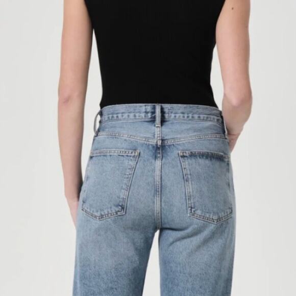 AGOLDE *Altered* 90's Pinch Waist High Rise Straight Cut Off Shorts Navigate 28 - Picture 6 of 16